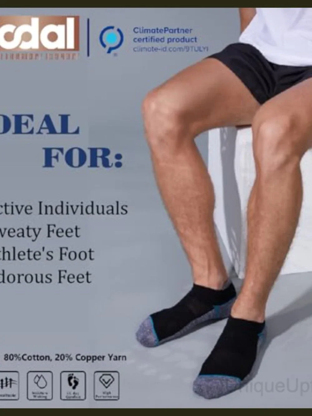 Copper Infused Ankle Athletic Running Socks Moisture Wicking Odor Control
